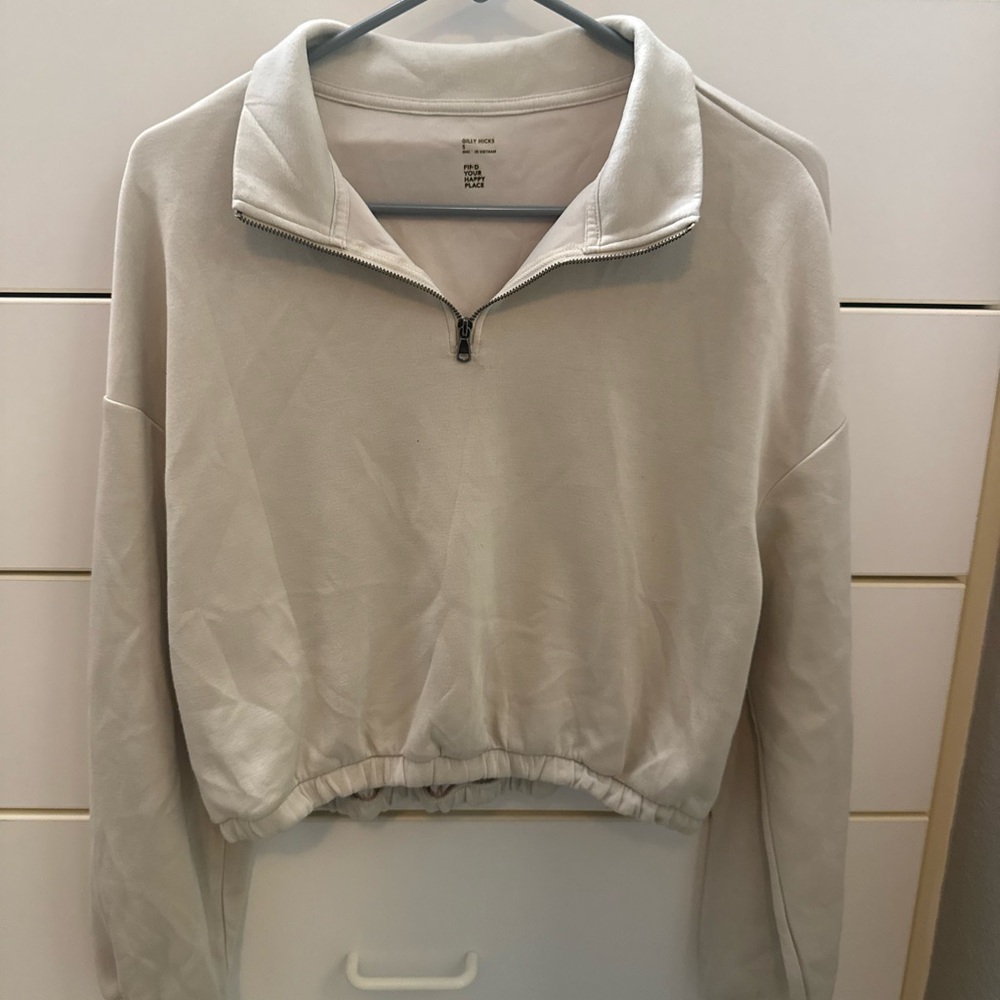 Gilly Hicks Cream Quarter-Zip Top